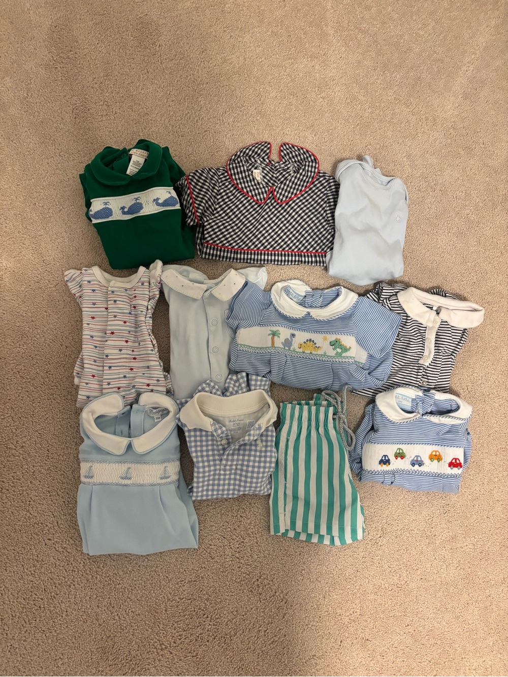 Lot of 6m baby boy clothes, smocked sweet sets
